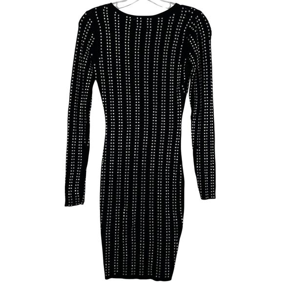 HERA Collection Women's Retro Bodycon Studded Black Dress Long Sleeves Size S - Picture 2 of 16